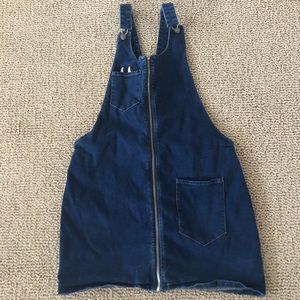 Embroidered Denim Overall Dress